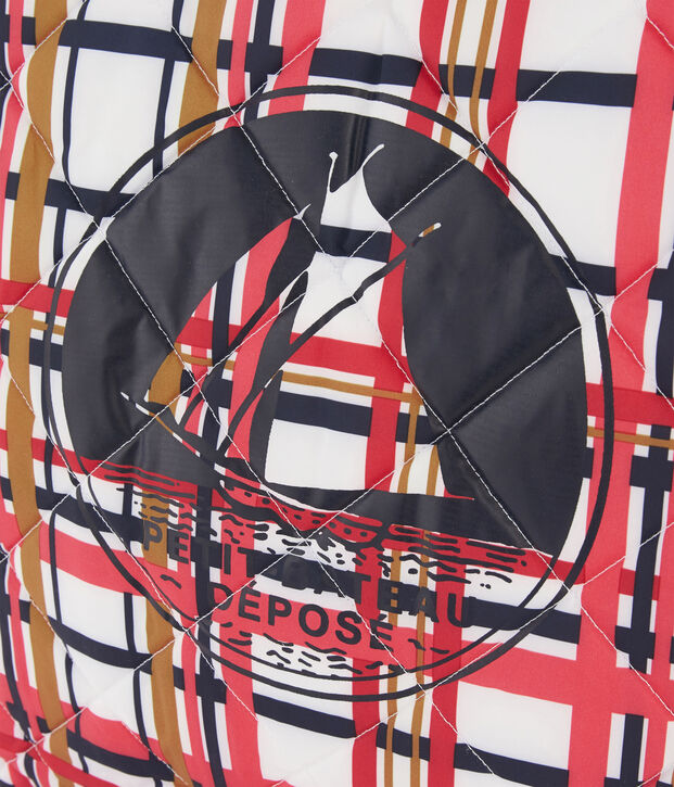 Sac cabas matelass&eacute; blanc/multicouleur