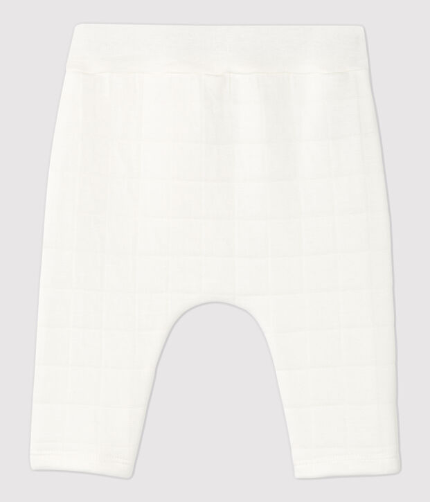 Witte gewatteerde broek van biologisch katoen. wit