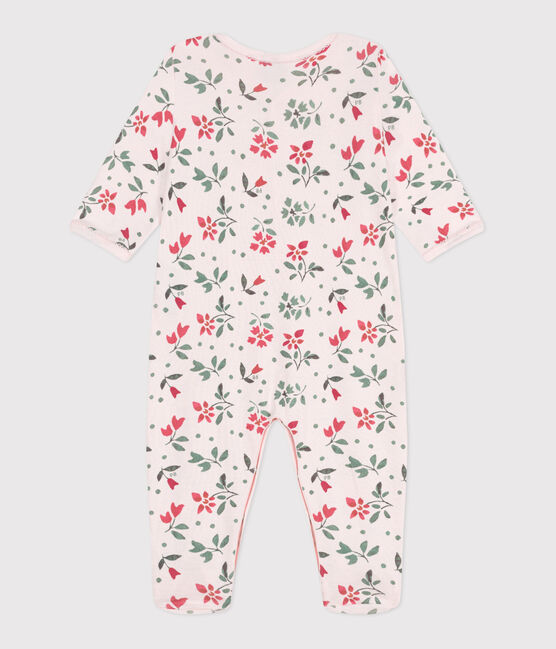 Katoenen babypyjama met bloemenprint roze FLEUR/wit MULTICO