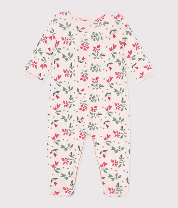 Katoenen babypyjama met bloemenprint roze/multicouleur