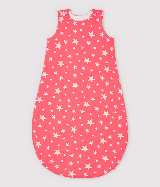 Katoenen babyslaapzak met sterren oranje/wit