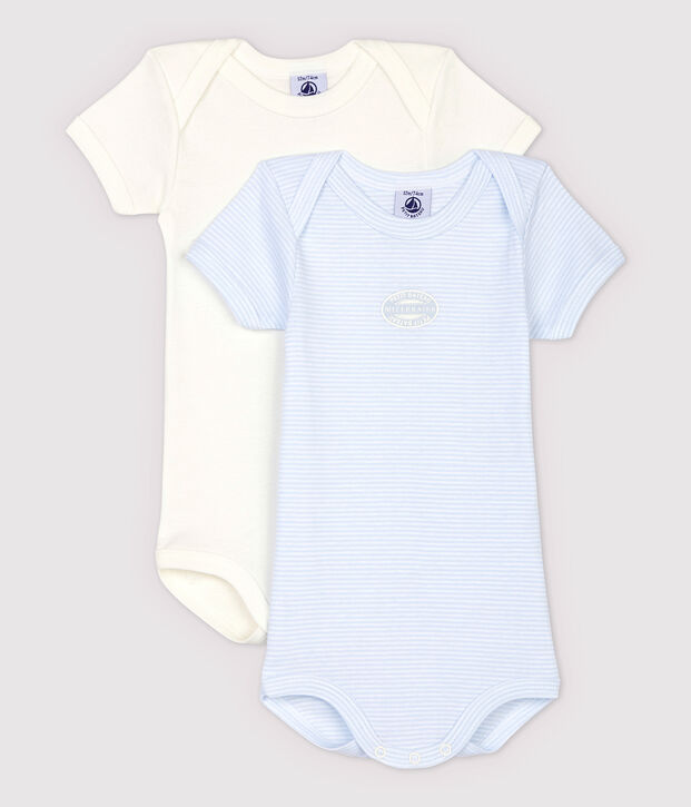 Lot de 2 bodies &agrave; rayures manches courtes en coton multicouleur