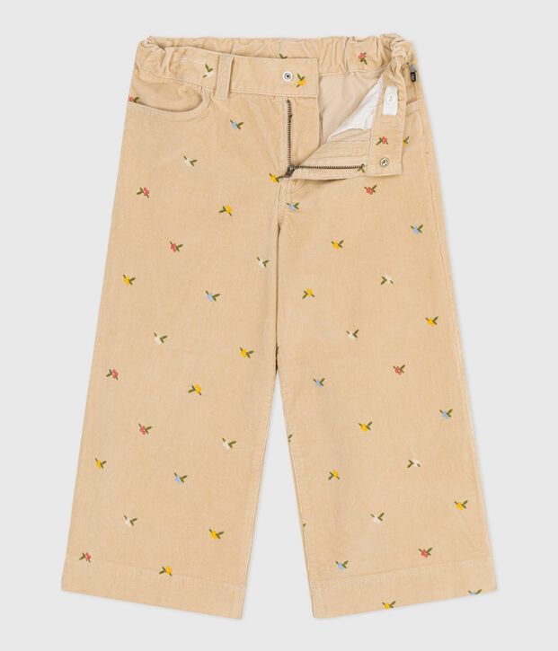 Fluwelen broek voor kinderen met motief beige/multicouleur