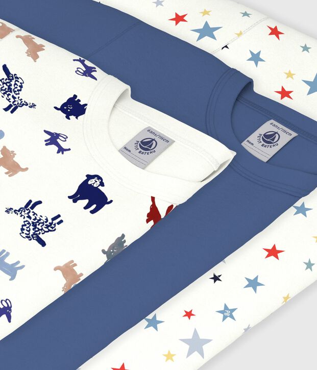 Setje met katoenen T-shirts met korte mouw en print voor kinderen. multicouleur