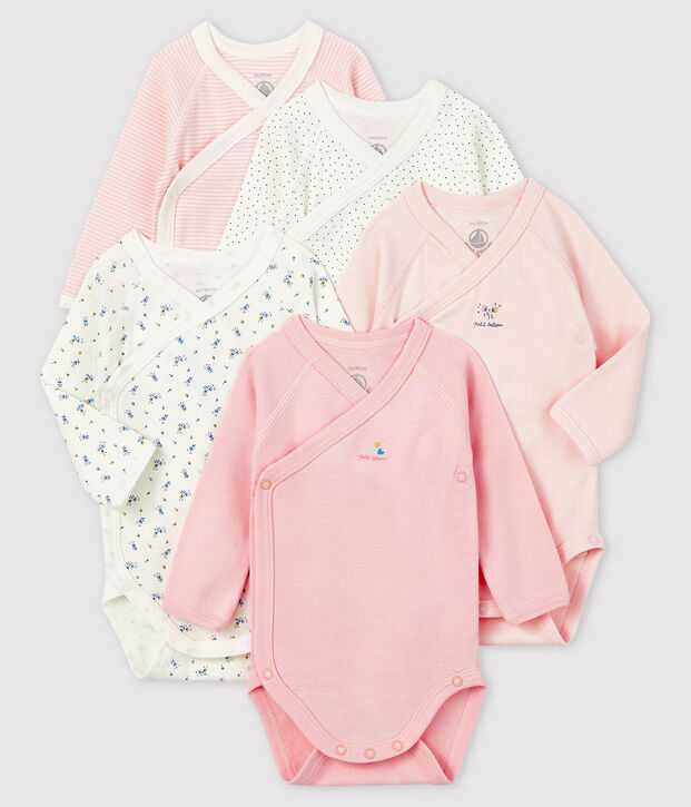 Lot de 5 bodies naissance manches longues b&eacute;b&eacute; multicouleur