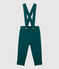 Broek met schouderbandjes van molton baby. groen PINEDE