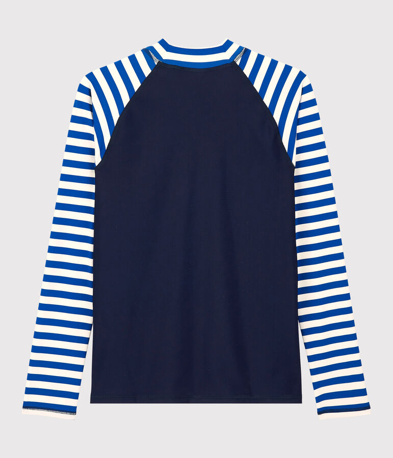 Gerecycled anti-uv-zwem-T-shirt voor Dames blauw/wit