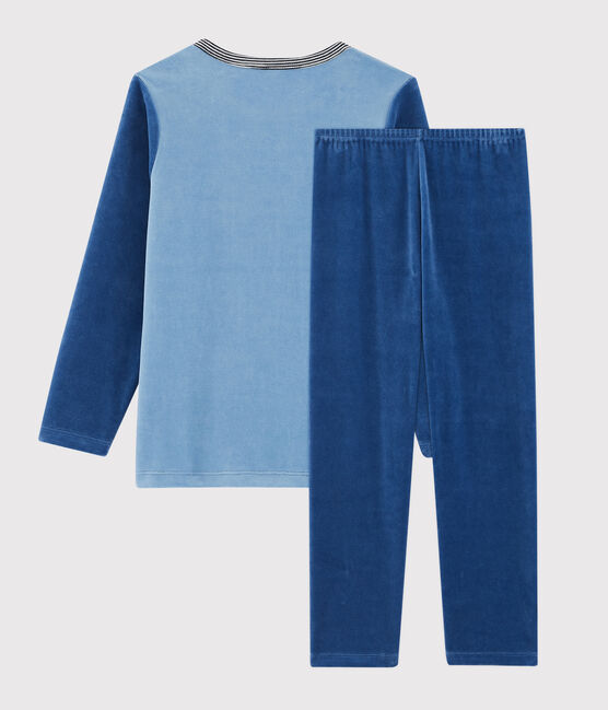 Pyjama en velours petit garçon bleu ALASKA/bleu MAJOR