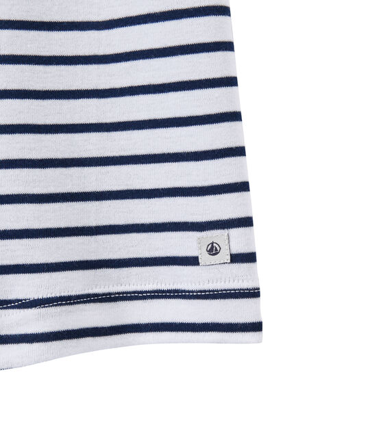 Short garçon rayé blanc ECUME/bleu MEDIEVAL