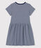 Petit Bateau meisjesjurk x Water Family blauw MEDIEVAL/wit MARSHMALLOW
