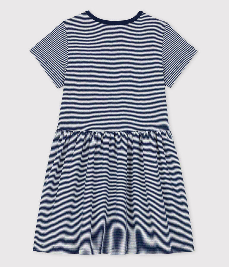 Petit Bateau meisjesjurk x Water Family blauw/wit