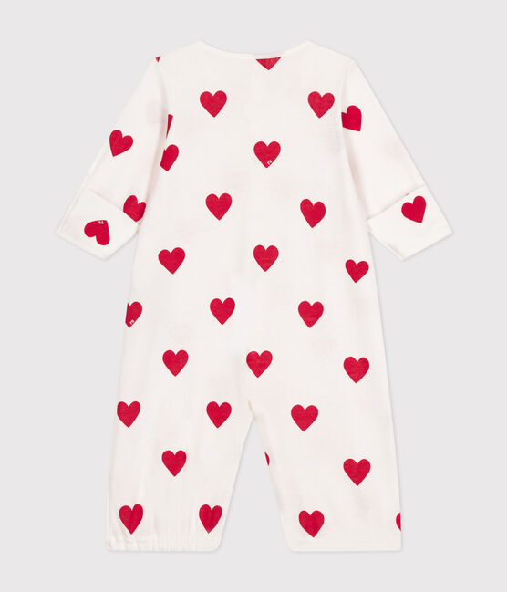 Katoenen pakje/trappelzak met hartje voor baby's wit MARSHMALLOW/rood TERKUIT