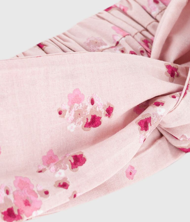 Bandeau b&eacute;b&eacute; en popeline imprim&eacute; fleurs rose/multicouleur