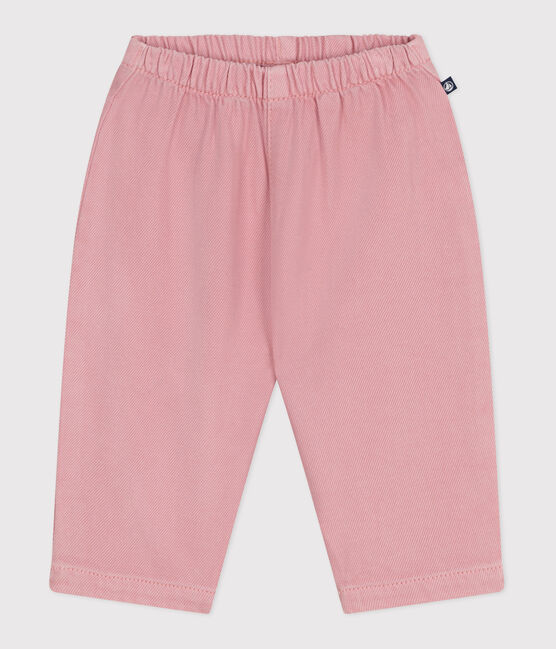 Pantalon bébé en coton souple uni rose CHARME