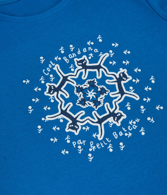 T-shirt met korte mouwen in biokatoen voor meisjes blauw DELFT