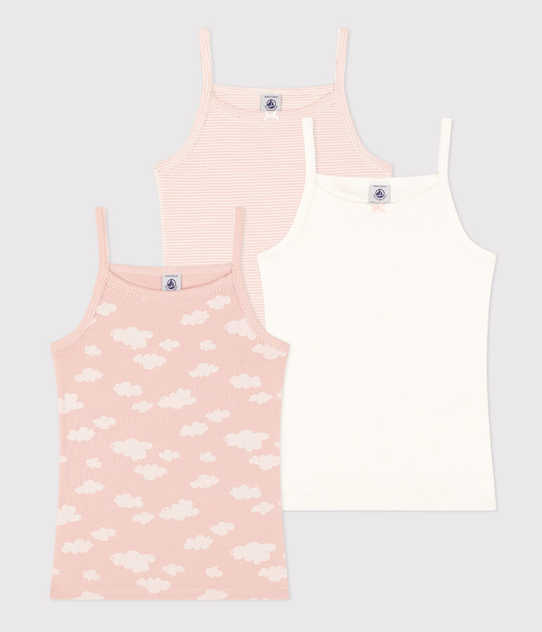 Set van 3 katoenen hemdjes met bandjes en wolkmotiefje voor kinderen multicouleur