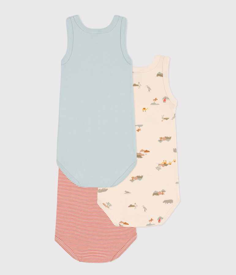Set van 3 katoenen body-tanktops met dierenprint multicouleur