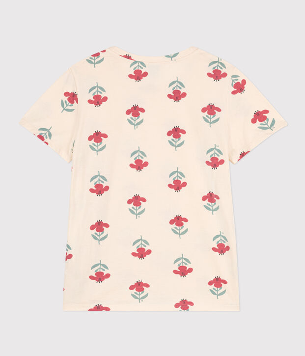 LE DROIT, katoenen T-shirt voor dames met ronde hals ecru/multicouleur