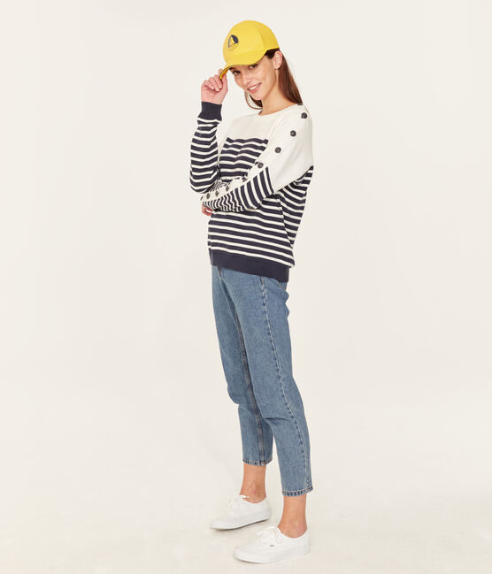 Pull marin femme bleu SMOKING/blanc MARSHMALLOW
