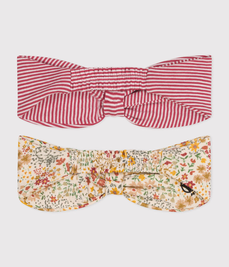 Lot de 2 bandeaux en coton b&eacute;b&eacute; multicouleur