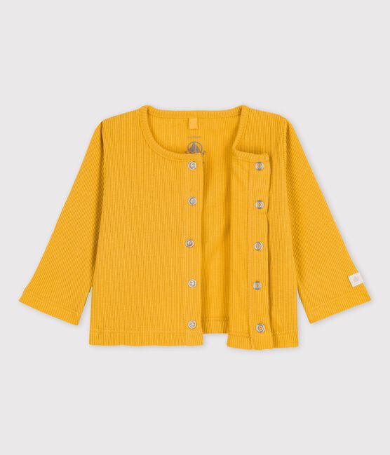 Cardigan en coton et lyocell bébé jaune OCRE