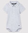 Katoenen body met polokraagje en korte mouwen voor baby's grijs POUSSIERE CHINE