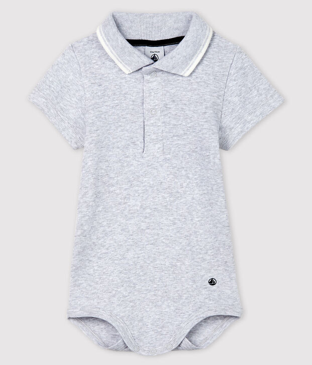 Katoenen body met polokraagje en korte mouwen voor baby's grijs