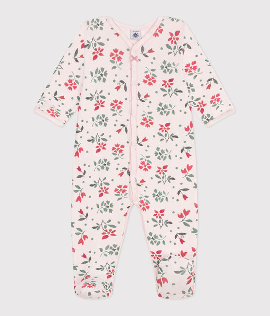 Katoenen babypyjama met bloemenprint roze FLEUR/wit MULTICO