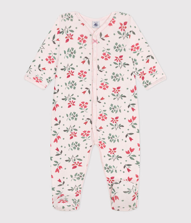 Katoenen babypyjama met bloemenprint roze/multicouleur