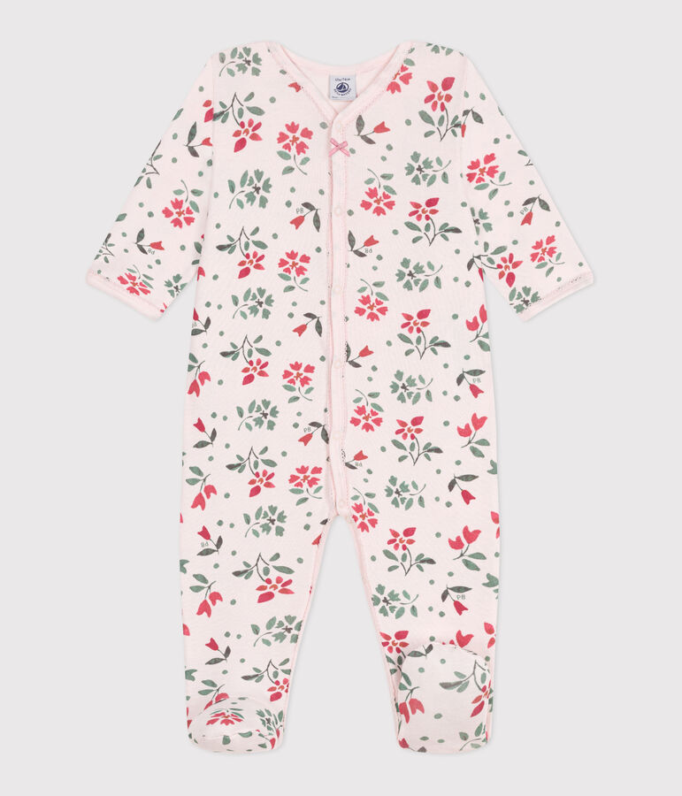 Katoenen babypyjama met bloemenprint roze/multicouleur