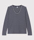 Le Droit, T-shirt met lange mouw en V-hals van dunne jersey voor dames