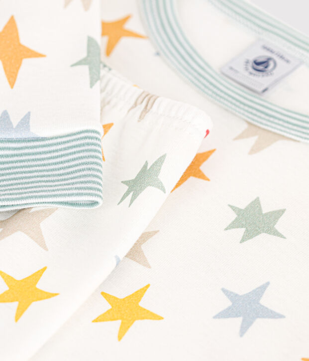 Pyjama ajust&eacute; en coton imprim&eacute; &agrave; &eacute;toiles enfant blanc/multicouleur