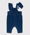 Salopette bébé en jean élasthanne à volants et jambes longues bleu DENIM MOYEN