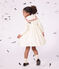 Robe enfant en velours manches longue unie blanc cass&eacute;