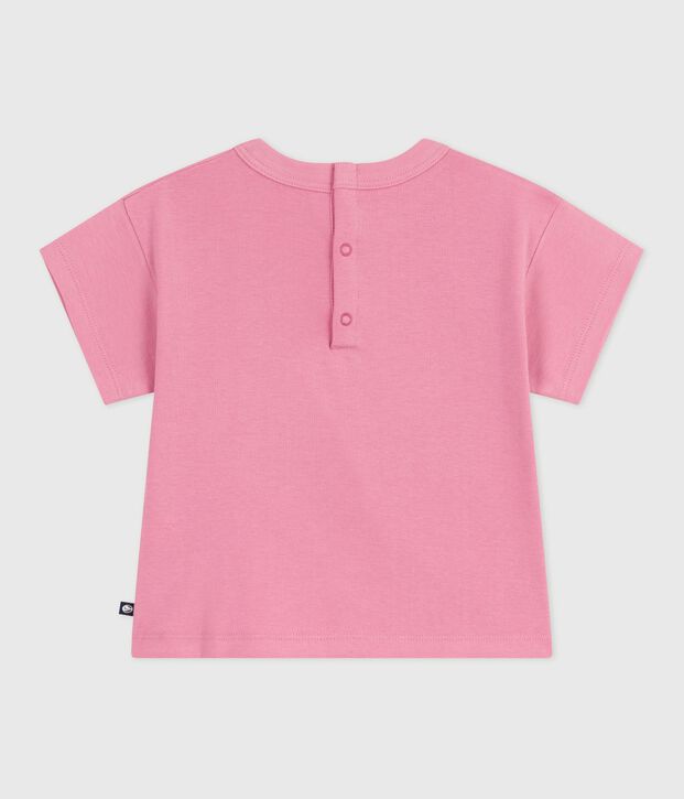 Tee-shirt b&eacute;b&eacute; en coton &agrave; manches courtes, motif chat rose