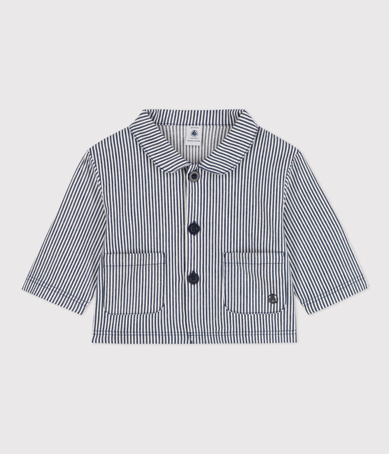 Veste courte bébé en toile rayée bleu MEDIEVAL/blanc MARSHMALLOW