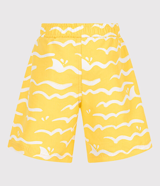 Zwemshort met print voor jongens geel ORGE/wit MARSHMALLOW