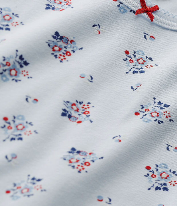 Meisjes-T-shirt in stretchjersey met dessin blauw/multicouleur
