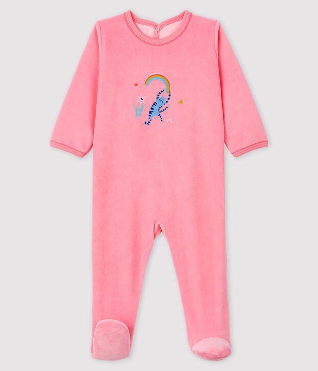 Dors-bien rose b&eacute;b&eacute; fille en velours rose