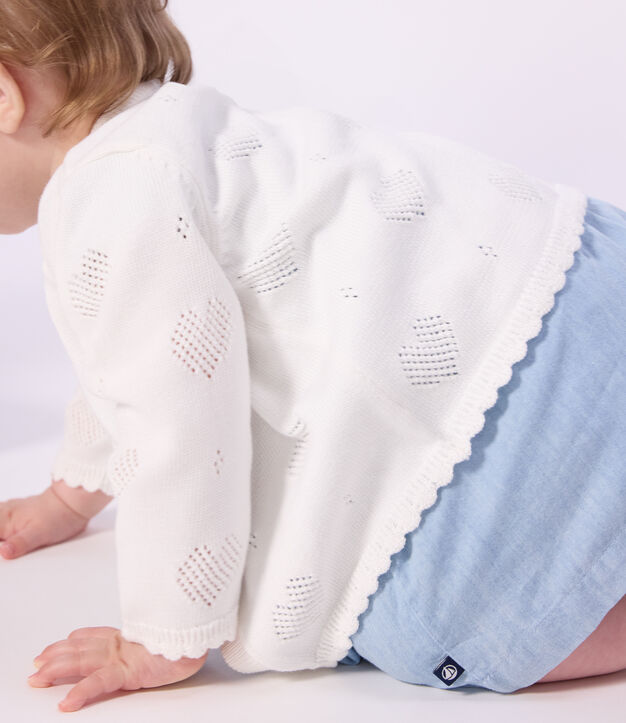 Katoenen babyvestje met hartjesmotief wit