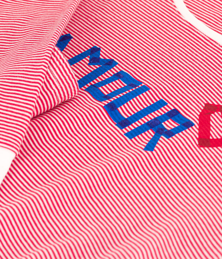 Gestreepte damespyjama van katoen rood/wit