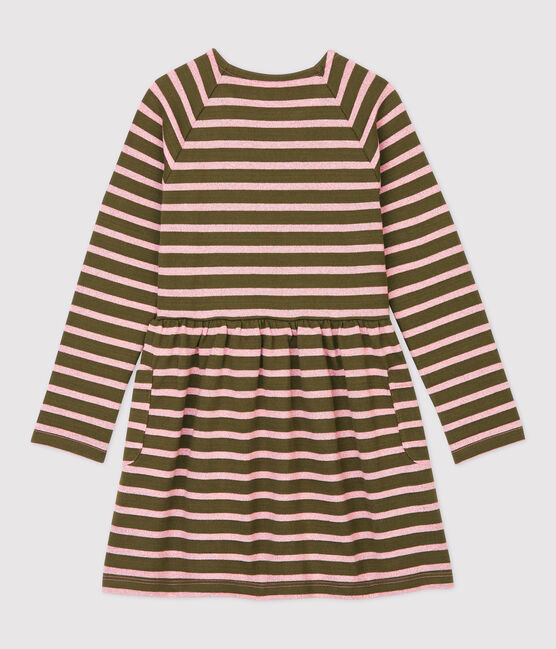 Katoenen meisjesjurk met lange mouwen MILITARY/ CHARME BRILLANT