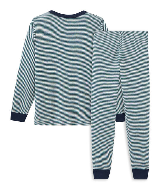 Pyjama petit garçon en côte vert PINEDE/blanc MARSHMALLOW