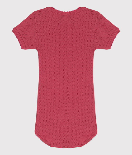 Body manches courtes bébé en maille ajourée rose PAPI