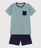 Pyjama short enfant en coton à rayures bleu SOIR/ MULTICO