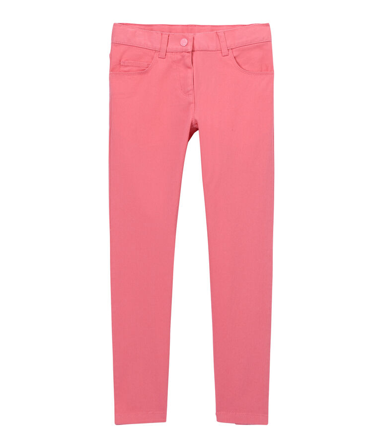 Pantalon fille en jean de couleur rose