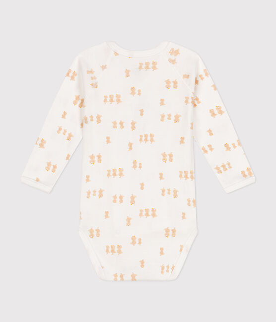 Katoenen overslagbody met lange mouwen voor baby's MARSHMALLOW/ BEIGE