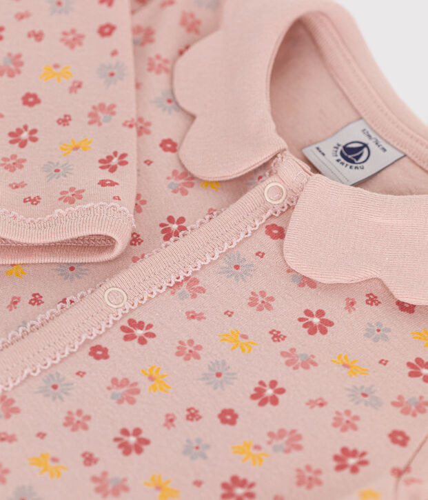 Katoenen babypyjama met bloemenprint roze/multicouleur