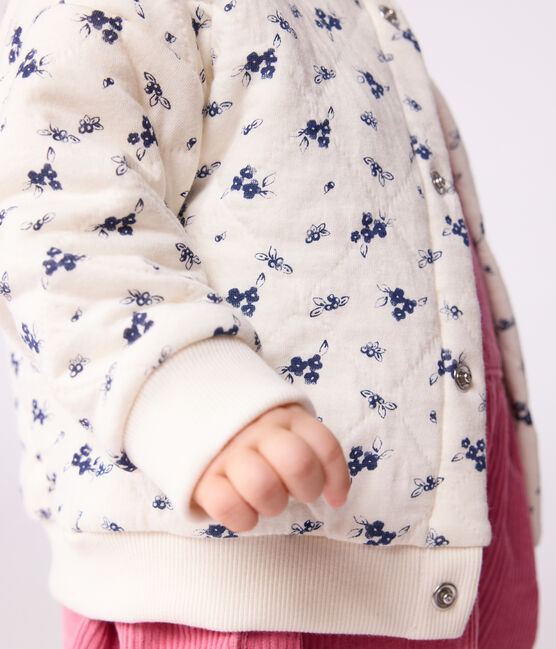 Cardigan bébé en coton, imprimé à fleurs bleu MILK/ SOIR