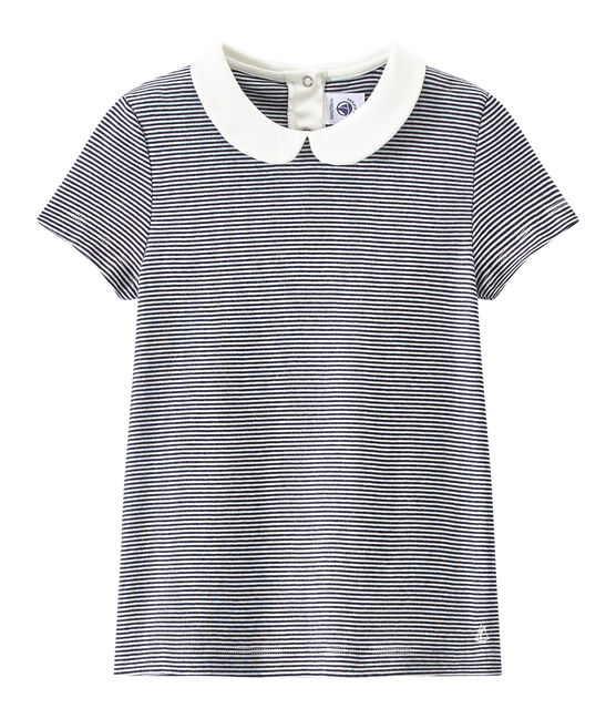 T-shirt fille rayé bleu SMOKING/blanc LAIT